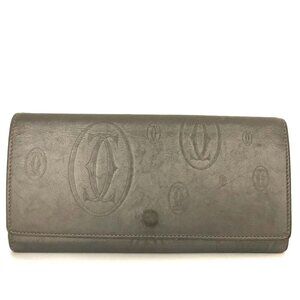 Cartier Happy Birthday Leather Long Bifold Wallet Gray/2BE0978